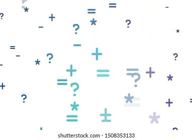 Light Pink, Blue vector background with math elements. Shining colorful illustration with isolated Digit signs. Smart design for university advert.