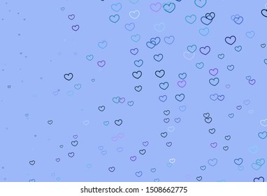 Light Pink, Blue vector background with Shining hearts. Illustration with hearts in love concept for valentine's day. Design for your business advert of anniversary.