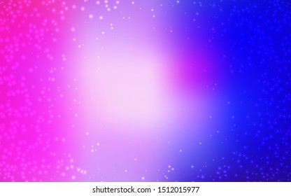 Light Pink, Blue vector background with galaxy stars. Blurred decorative design in simple style with galaxy stars. Pattern for astrology websites.