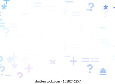 Light Pink, Blue vector background with math elements. Modern geometrical illustration with numerals. Template for landing page of typography.