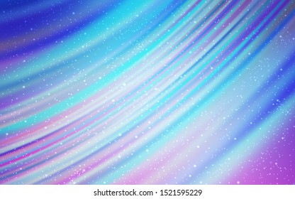 Light Pink, Blue vector background with astronomical stars. Blurred decorative design in simple style with galaxy stars. Best design for your ad, poster, banner.