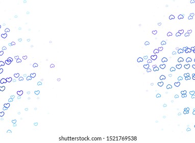 Light Pink, Blue vector background with hearts. Illustration with hearts in love concept for valentine's day. Design for ad, poster, banner of Valentine Day.