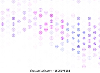 Light Pink, Blue vector background with beautiful snowflakes. Modern geometrical abstract illustration with snowflakes. Pattern for new year websites.