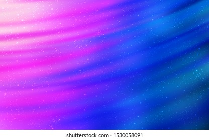 Light Pink, Blue vector background with galaxy stars. Blurred decorative design in simple style with galaxy stars. Pattern for astrology websites.