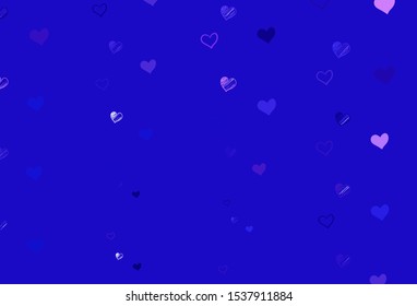 Light Pink, Blue vector background with Shining hearts. Beautiful colored illustration with hearts in celebration style. Pattern for marriage gifts, congratulations.