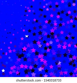Light Pink, Blue vector background with colorful stars. Blur decorative design in simple style with stars. Pattern for websites, landing pages.