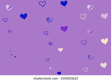 Light Pink, Blue vector background with hearts. Illustration with hearts in love concept for valentine's day. Design for ad, poster, banner of Valentine Day.