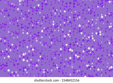 Light Pink, Blue vector background with cards signs. Shining illustration with hearts, spades, clubs, diamonds. Pattern for ads of parties, events in Vegas.