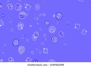 Light Pink, Blue vector background with tasty food. Beautiful colorful illustration with food in doodle style. Pattern for ad, booklets, leaflets of restaurants.