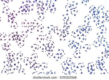 Light Pink, Blue vector background with arithmetic signs. Abstract illustration with colored algebra signs. Pattern for ad, booklets, leaflets of education.
