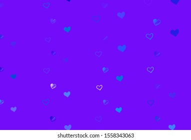 Light Pink, Blue vector background with Shining hearts. Illustration with hearts in love concept for valentine's day. Template for Valentine's greeting postcards.