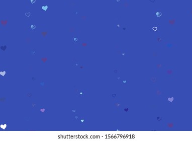 Light Pink, Blue vector background with Shining hearts. Decorative shining illustration with hearts on abstract template. Pattern for marriage gifts, congratulations.