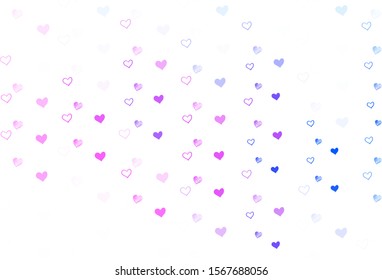 Light Pink, Blue vector background with Shining hearts. Beautiful colored illustration with hearts in celebration style. Pattern for marriage gifts, congratulations.