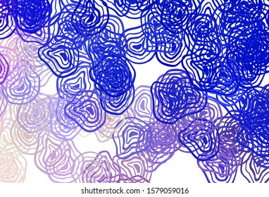 Light Pink, Blue vector background with curved lines. A circumflex abstract illustration with gradient. Colorful wave pattern for your design.