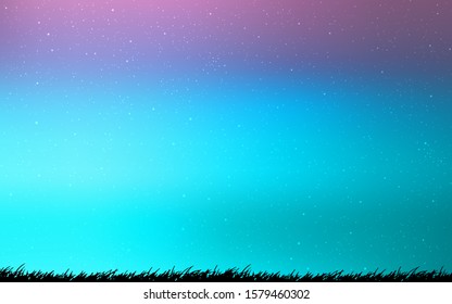 Light Pink, Blue vector background with astronomical stars. Glitter abstract illustration with colorful cosmic stars. Best design for your ad, poster, banner.