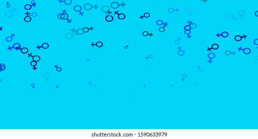 Light Pink, Blue vector background with woman symbols. Abstract illustration with a depiction of women's power. Sample for your web designers.