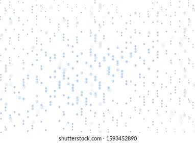 Light Pink, Blue vector background with signs of numerals. Blurred design in simple style with collection of numerals. Best design a poster, banner of a math college.