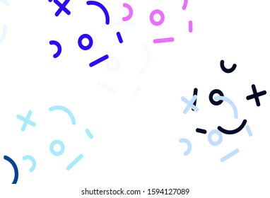 Light Pink, Blue vector background with arithmetic signs. Abstract illustration with colored algebra signs. Best design a poster, banner of a math college.
