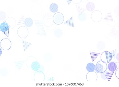 Light Pink, Blue vector background with triangles, circles. Beautiful illustration with circles, triangles in nature style. Smart design for your adverts.