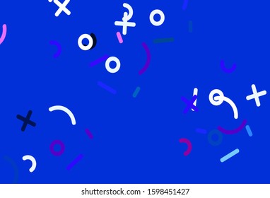 Light Pink, Blue vector background with arithmetic signs. Abstract illustration with colored algebra signs. Best design a poster, banner of a math college.