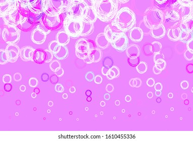 Light Pink, Blue vector background with bubbles. Blurred bubbles on abstract background with colorful gradient. Pattern for futuristic ad, booklets.