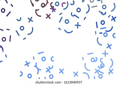 Light Pink, Blue vector background with math elements. Modern geometrical illustration with numerals. Best design a poster, banner of a math college.