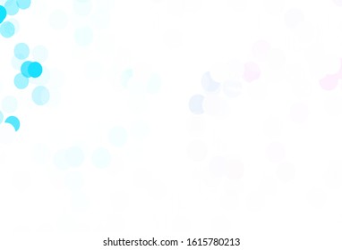 Light Pink, Blue vector background with spots. Glitter abstract illustration with blurred drops of rain. New template for your brand book.