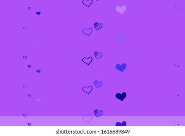 Light Pink, Blue vector background with Shining hearts. Illustration with shapes of gradient hearts on blur backdrop. Pattern for marriage gifts, congratulations.