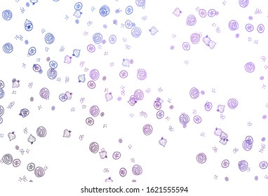 Light Pink, Blue vector background with cuisine gourmet. Beautiful colorful illustration with food in doodle style. Pattern for ad, booklets, leaflets of restaurants.