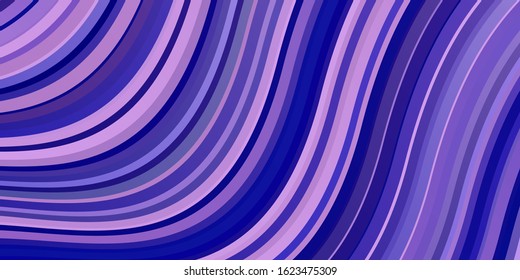 Light Pink, Blue vector background with wry lines. Colorful geometric sample with gradient curves.  Pattern for websites, landing pages.