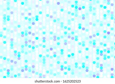 Light Pink, Blue vector background with set of hexagons. Colorful hexagons on blur backdrop. Pattern for your ad, booklets.