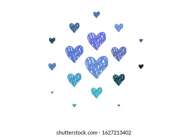 Light Pink, Blue vector background with hearts. Decorative design with hearts in simple style . Template for Valentine's greeting postcards.