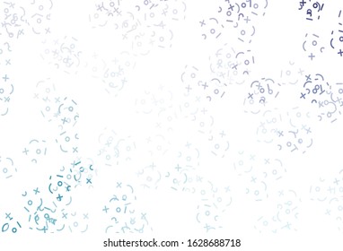 Light Pink, Blue vector background with math elements. Blurred design in simple style with collection of numerals. Pattern for ad, booklets, leaflets of education.