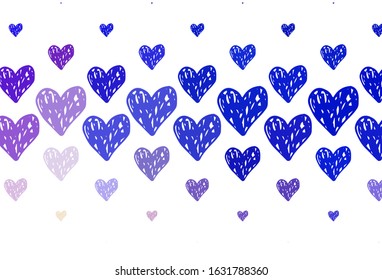 Light Pink, Blue vector background with hearts. Decorative design with hearts in simple style . Pattern for valentine's ad, booklets.