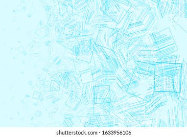 Light Pink, Blue vector background with triangles, circles, cubes. Abstract gradient illustration with circles, triangles, cubes. Modern template for landing page.