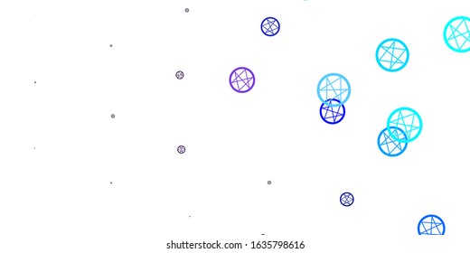 Light Pink, Blue vector background with occult symbols. Illustration with magical signs of spiritual power. Simple base for your occult design.