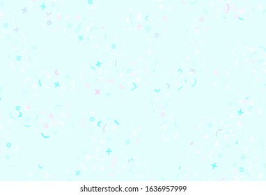 Light Pink, Blue vector background with arithmetic signs. Modern geometrical illustration with numerals. Pattern for ad, booklets, leaflets of education.
