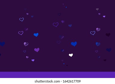 Light Pink, Blue vector background with Shining hearts. Decorative design with hearts in simple style . Pattern for valentine's ad, booklets.