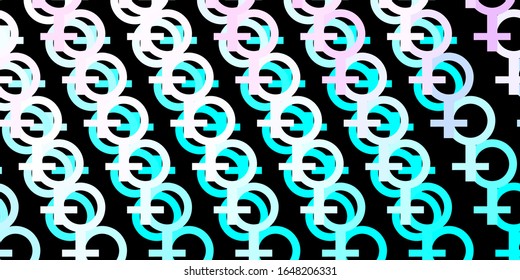 Light Pink, Blue vector background with woman symbols. Colorful illustration with gradient feminism shapes. Background for International Women’s Day.