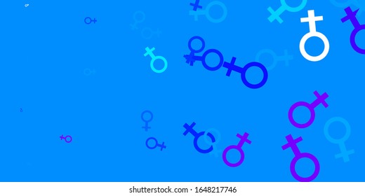 Light Pink, Blue vector background with woman symbols. Abstract illustration with a depiction of women's power. Background for International Women’s Day.