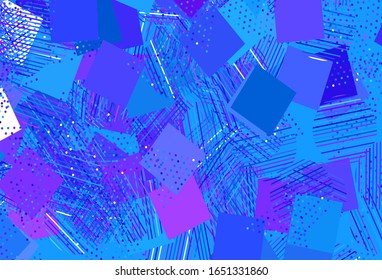 Light Pink, Blue vector background with polygonal style with circles. Illustration with set of colorful circles, triangles, squares. Best design for poster, banner.