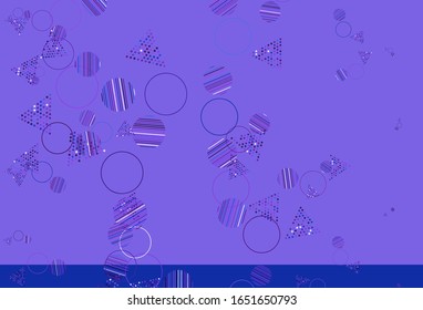Color rosa claro, fondo vectorial azul con triángulos, círculos. Decoración de estilo abstracto con líneas, puntos. Plantilla moderna para la página de inicio.
