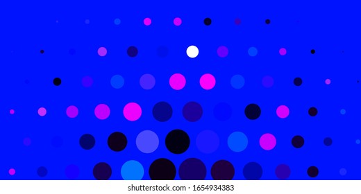 Fondo vectorial azul rosa claro con puntos. Discos de colores abstractos en un fondo de degradado simple. Plan para folletos y folletos.