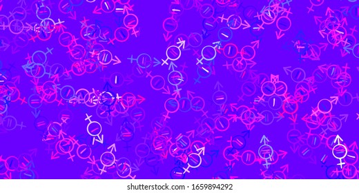 Light Pink, Blue vector background with woman symbols. Colorful illustration with gradient feminism shapes. Elegant design for wallpapers.