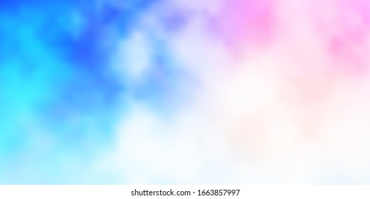 Light Pink, Blue vector background with clouds. Abstract colorful clouds on gradient illustration. Beautiful layout for uidesign.