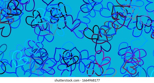 Light Pink, Blue vector background with Shining hearts. Blurred decorative design in doodle style with hearts. Design for your business advert of anniversary.