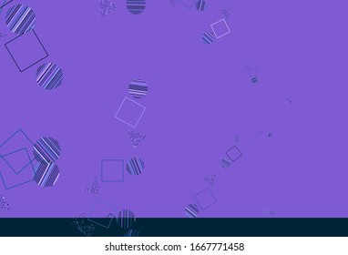 Color rosa claro, azul de fondo vectorial con triángulos, círculos, cubos. Ilustración abstracta brillante con esferas, cuadrados, líneas. Mejor diseño para afiche, pancarta.