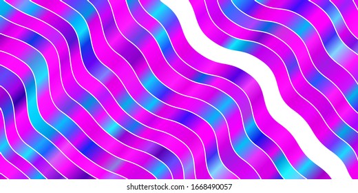 Fondo vectorial azul rosa claro con líneas curvas. Muestra geométrica colorida con curvas degradadas. Diseño inteligente para sus promociones.