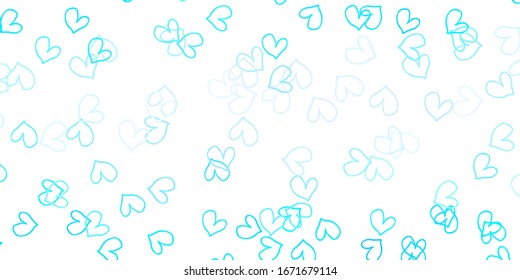 Light Pink, Blue vector background with Shining hearts. Beautiful colored illustration with hearts in celebration style. Design for your business advert of anniversary.