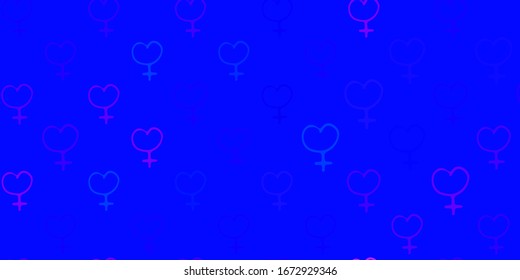Light Pink, Blue vector background with woman symbols. Simple design in abstract style with women’s rights activism. Elegant design for wallpapers.